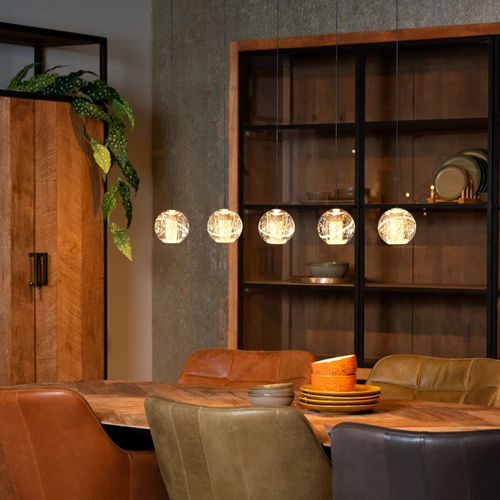 Lucide DILENKO - Suspension - LED Dim. - 5x3,5W 2700K - Or Mat / Laiton - ambiance 1